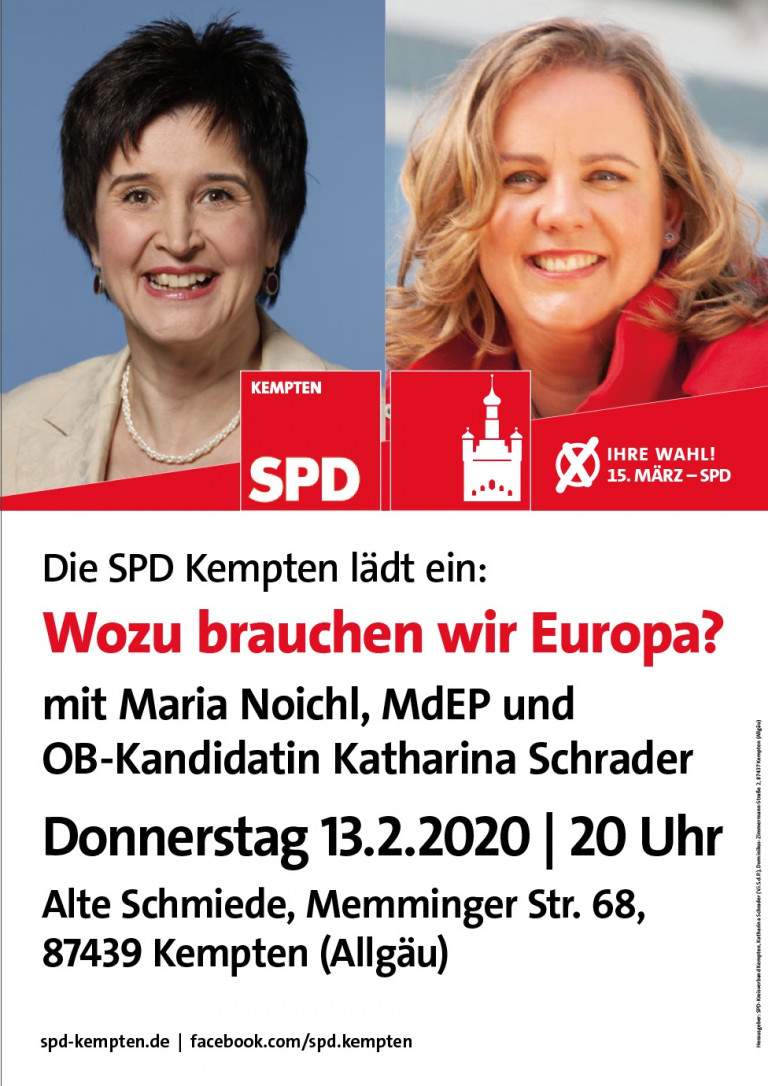 SPD Kempten: Wozu brauchen wir Europa? mit OB-Kandidatin Katharina Schrader & Maria Noichl, MdEP